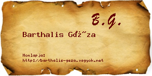 Barthalis Géza névjegykártya